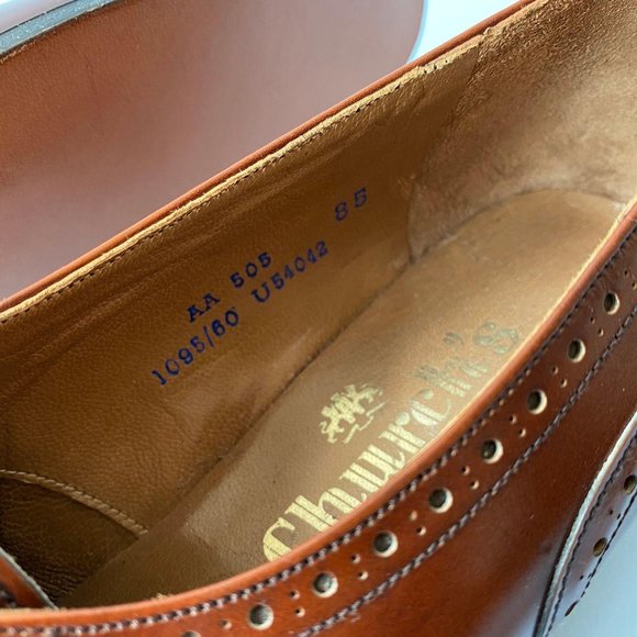 NWOT Brown Leather Church’s Heeled Oxford Shoe 8.5 - Picture 7 of 10